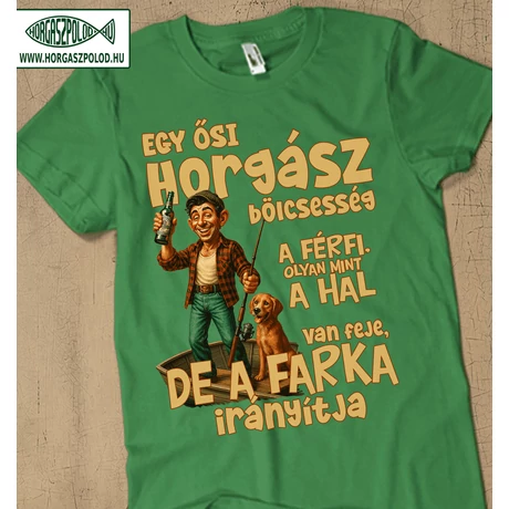vicces-horgász-póló-fűzöld