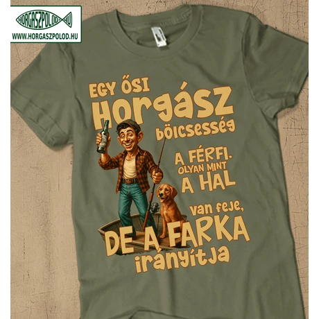 vicces-horgász-póló-olivazöld