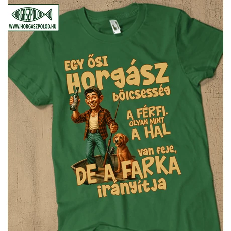 vicces-horgász-póló-sötétzöld