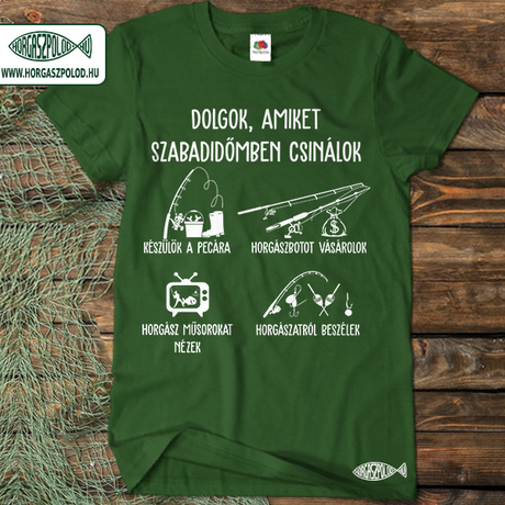 Sötétzöld horgász póló