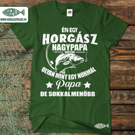 Horgász-nagypapa-vagyok-póló-sötétzöld
